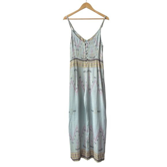 Cleobella Anthropologie Blue Printed Boho Jumpsuit Size M Hippie Indie Earthy - Picture 1 of 9